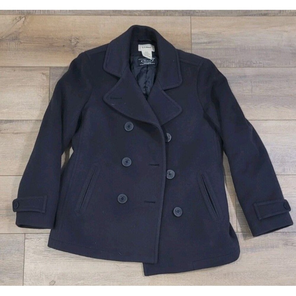 Vintage LL Bean X Bellandi Italian Wool Navy Women's Peacoat Jacket Sz 6 Anchor